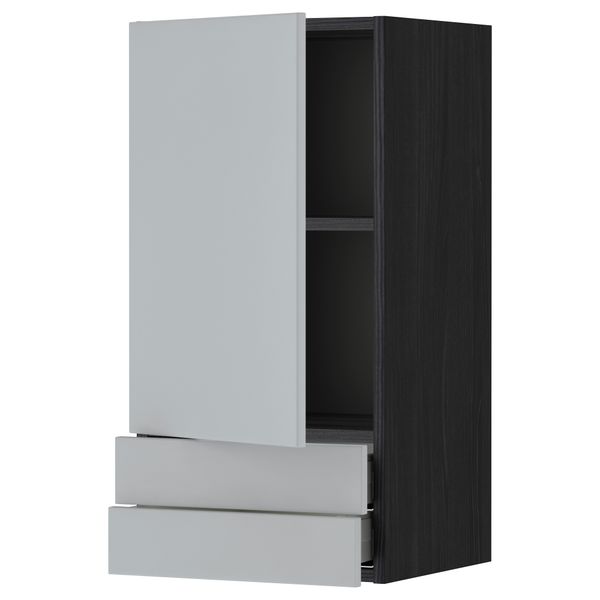 Навесной шкаф с дверцей, 2 ящика МЕТОД / МАКСИМЕРА, черный, Веддинге серый - фото 1