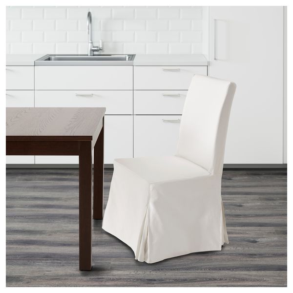 Стул с длинным чехлом ХЕНРИКСДАЛЬ, коричневый, Блекинге белый - фото 2