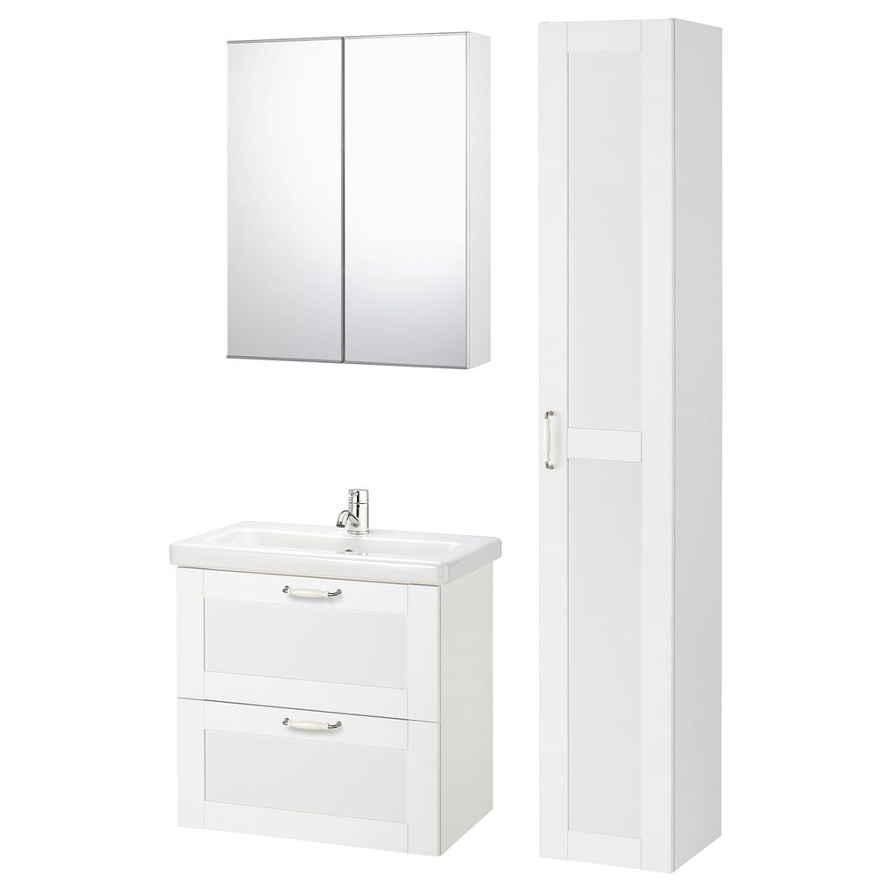 Комплект мебели для ванной,8 предм., Йельсен белый/ПИЛКОН смеситель 64x43x65 см IKEA FISKÅN ФИСКОН / TVÄLLEN ТВЭЛЛЕН 694.373.58 - фото 1