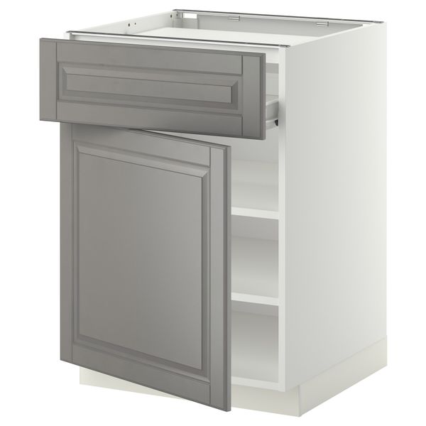 Напольный шкаф для варочной панели, ящик, полка, дверцы МЕТОД / ФОРВАРА, белый, Будбин серый (60x60 см) - фото 1