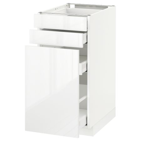 Напольный шкаф с выдвижными модулями, 2 фронтальные панели МЕТОД / МАКСИМЕРА, белый, Рингульт белый