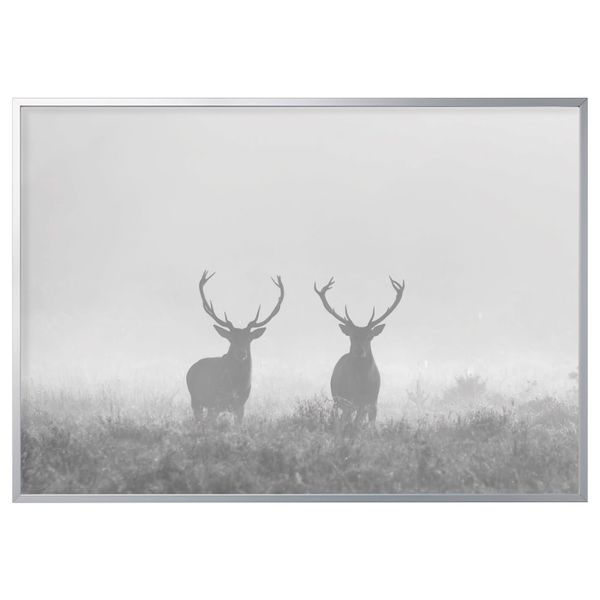 Картина с рамой, Олени в тумане/цвет алюминия 200x140 см IKEA BJÖRKSTA БЬЁРКСТА 893.847.21 - фото 1