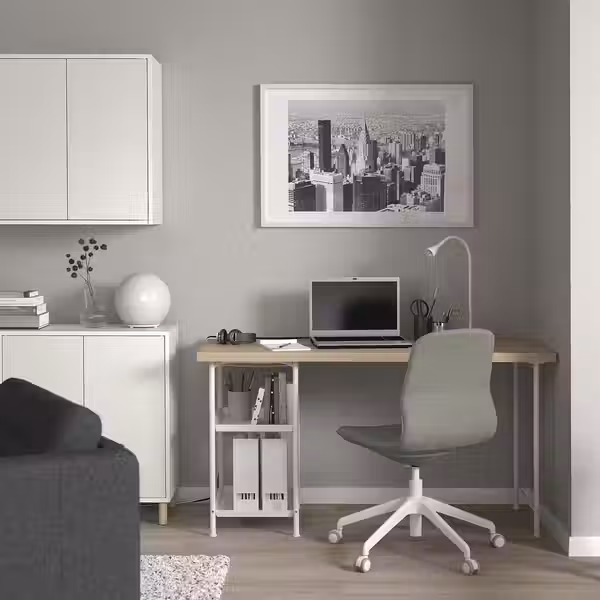 LAGKAPTEN / SPÄND Письменный стол - под беленый дуб/белый 140x60 см - фото 3