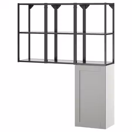 ENHET Комбинация д/хранения - антрацит/серый каркас 120x32x150 см