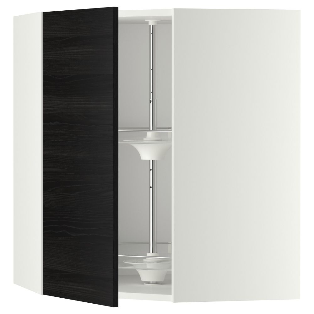 Угловой навесной шкаф с вращающейся секцией МЕТОД, белый, Тингсрид черный - схема-чертеж с размерами