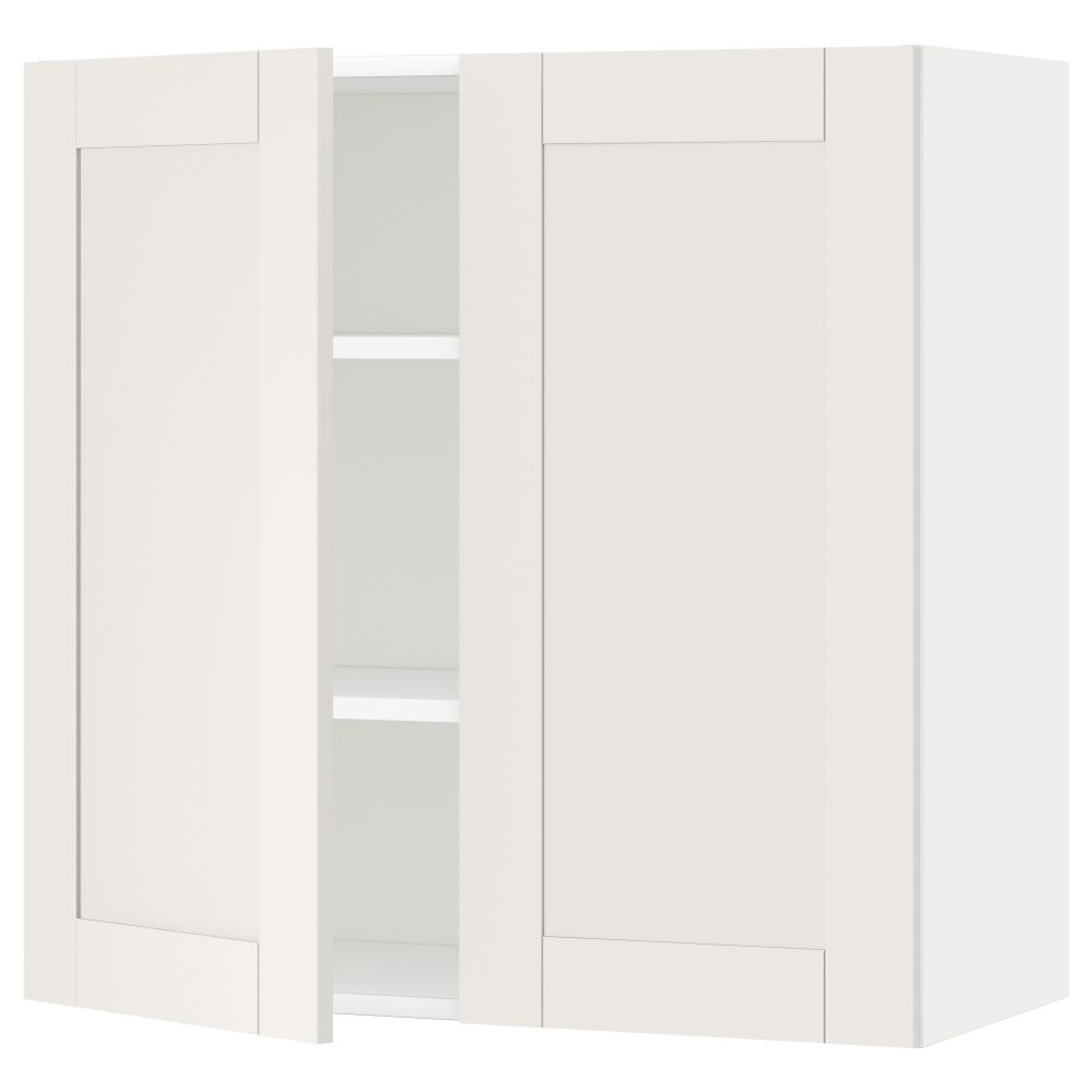 Навесной шкаф с полками, 2 дверцы МЕТОД, белый, Сэведаль белый - схема-чертеж с размерами