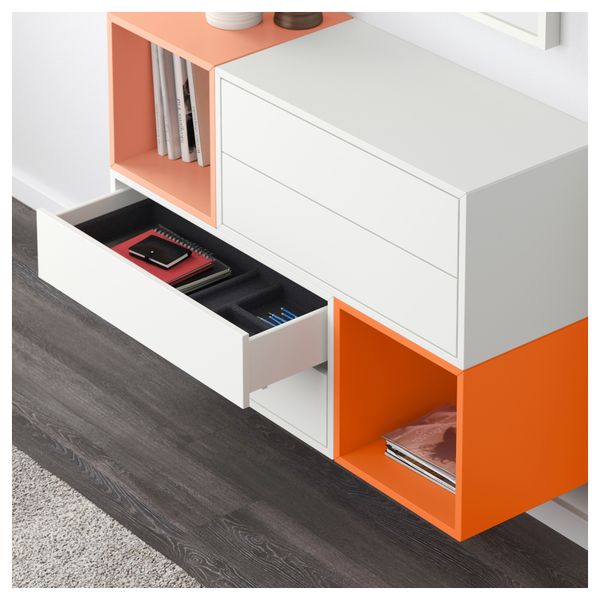 Комбинация настенных шкафов ЭКЕТ, белый/оранжевый, светло-оранжевый (105x35x70 см) - фото 3