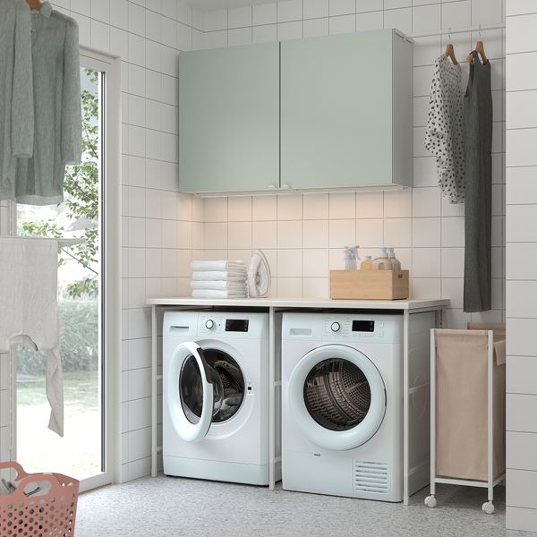 Комбинация для хранения, белый, бледный серо-зеленый, 139x63.5 см IKEA BEGIVENHET БЕГИВЕНХЕТ 595.479.46 - фото 3