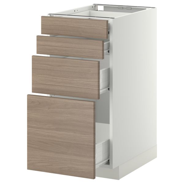 Напольный шкаф 4 фронтальных панели, 4 ящика МЕТОД / ФОРВАРА, белый, Брокхульт светло-серый - схема-чертеж с размерами