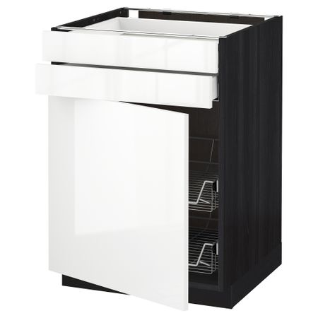 Напольный шкаф, дверца, 2 ящика, проволочных корзин МЕТОД / МАКСИМЕРА, черный, Рингульт белый