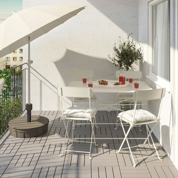 Стол + 4 складных стула, для/сада, бежевый/Куддарна бежевый IKEA САЛЬТХОЛЬМЕН 792.863.49 - фото 2