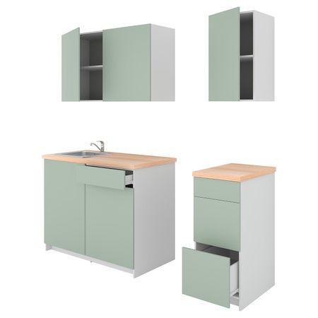 Кухня, серо-зеленый 160x61x220 см IKEA KNOXHULT КНОКСХУЛЬТ 394.091.87