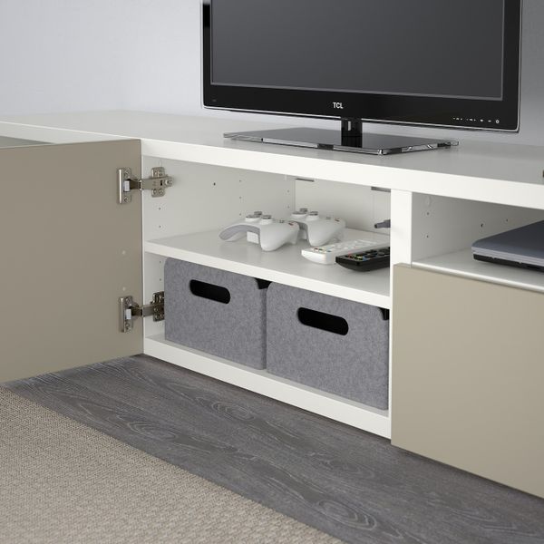 Тумба под ТВ, белый/Сельсвикен глянцевый, бежевый 180x42x39 см IKEA BESTÅ БЕСТО 093.285.88 - фото 5
