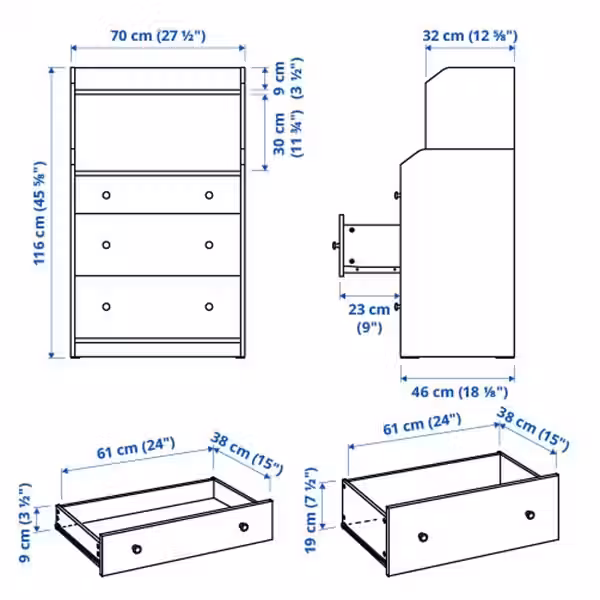 IKEA, дополнительный ракурс - схема-чертеж с размерами