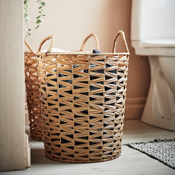 Корзина с ручками, пластик под ротанг коричневый 37x40 см IKEA INSVEP ИНСВЕП 404.767.98 - фото 3