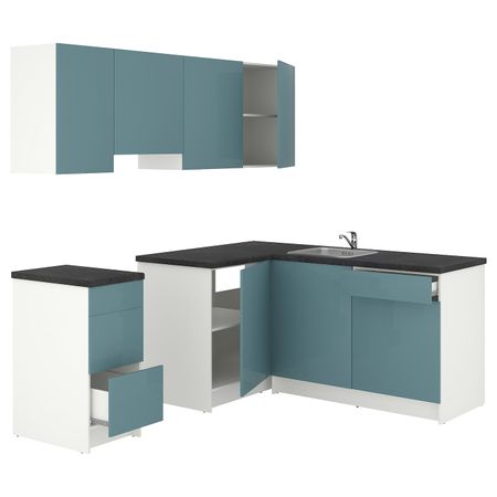 Кухня, глянцевый/синяя бирюза 220x180x220 см IKEA KNOXHULT КНОКСХУЛЬТ 794.244.21