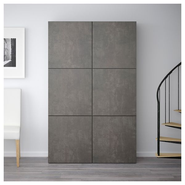 Комбинация для хранения с дверцами БЕСТО, черно-коричневый Кэлльвикен, темно-серый под бетон (120x40x192 см) - фото 2