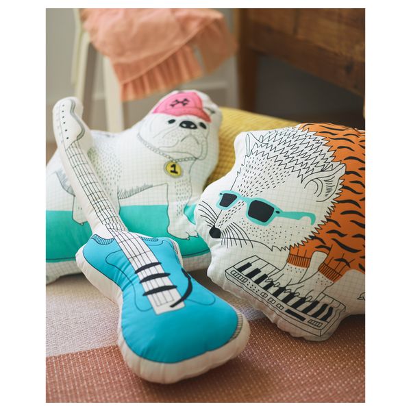 Подушка ТОРИН, гитара разноцветный (63x19 см) - схема-чертеж с размерами