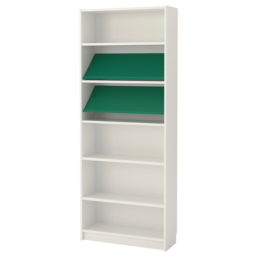 Стеллаж с наклонной полкой БИЛЛИ / БОТТНА, белый, зеленый (80x28x202 см) - фото 1
