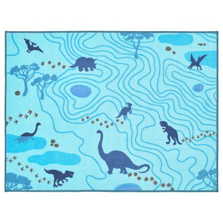 Ковер, Силуэты динозавров/синий 100x133 см IKEA JÄTTELIK ЙЭТТЕЛИК 004.641.70
