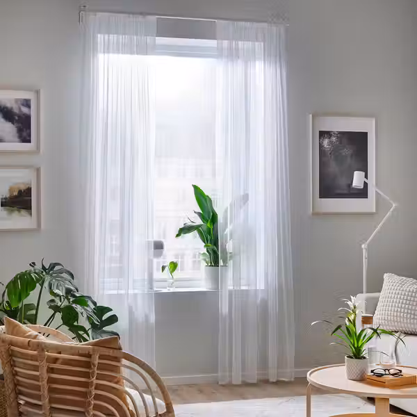 HILDRUN Гардины, 2 шт. - белый точечный 145x300 см - фото 2