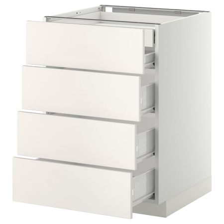 Напольный шкаф 4 фронтальных, 2 низких, 3 средних ящ, белый/Веддинге белый 60x60 см IKEA МЕТОД / ФОРВАРА 692.621.55
