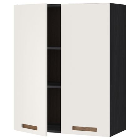 Навесной шкаф с полками, 2 дверцы МЕТОД, черный, Мэрста белый