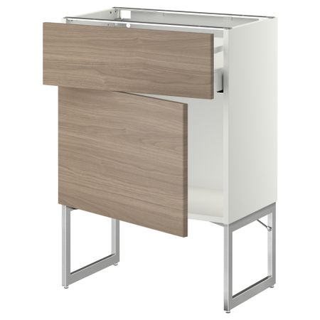 Напольный шкаф с ящиком, дверью МЕТОД / МАКСИМЕРА, белый, Брокхульт светло-серый