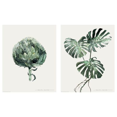 Набор постеров, 2 штуки ТВИЛЛИНГ, Зеленые листья (40x50 см)