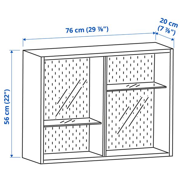 Шкаф-витрина, темно-серый, 76x56 см IKEA UPPSPEL УППСПЕЛЬ 905.076.36 - схема-чертеж с размерами