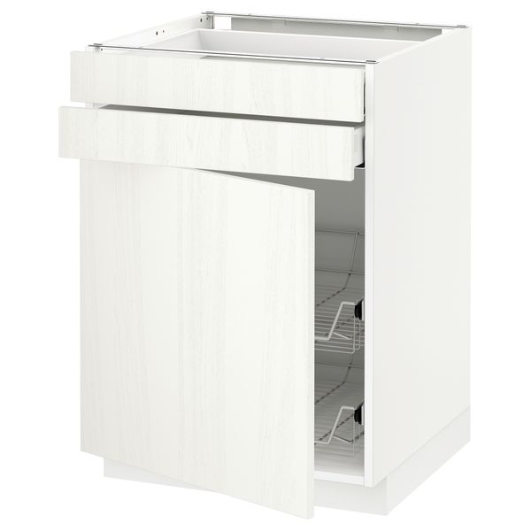 Напольный шкаф, дверца, 2 ящика, проволочных корзин МЕТОД / МАКСИМЕРА, белый, Росдаль белый - схема-чертеж с размерами