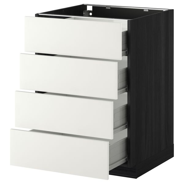 Напольный шкаф 4 фронтальных панели, 4 ящика МЕТОД / ФОРВАРА, черный, Хэггеби белый - схема-чертеж с размерами