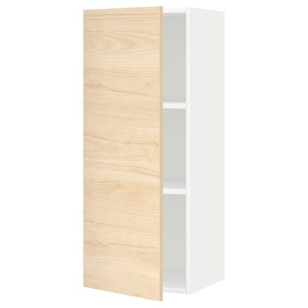 Шкаф навесной с полкой, белый/Аскерсунд под светлый ясень 40x100 см IKEA METOD МЕТОД 492.185.64