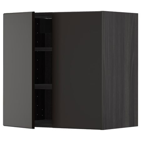 Навесной шкаф с полками/2дверцы, черный/Кунгсбакка антрацит 60x60 см IKEA МЕТОД 593.022.94