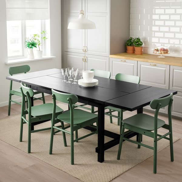 Стол и 4 стула, черный, зеленый 152/223x95 см IKEA НОРДВИКЕН / РЁННИНГЕ 593.051.60 - фото 3