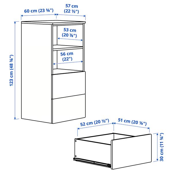 IKEA, дополнительный ракурс - схема-чертеж с размерами