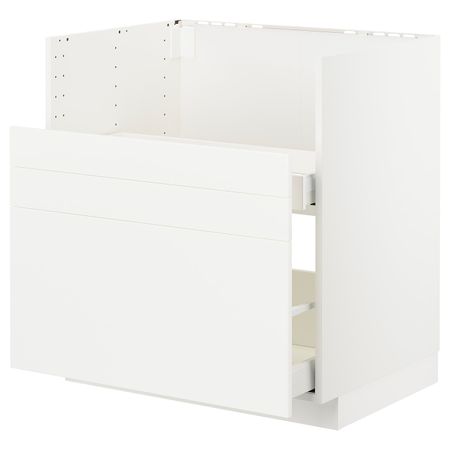 Шкаф под мойку БРЕДШЁН/2фасада/2ящика, белый/Веддинге белый 80x60 см IKEA METOD МЕТОД 392.879.54