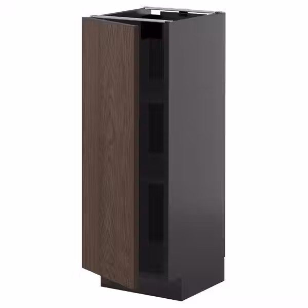METOD Напольный шкаф с полками - черно-серый/Sinarp коричневый 30x37 см - фото 1