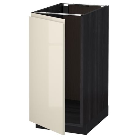 Напольный шкаф для мойки, мусорных конт, черный, Воксторп глянцевый светло-бежевый 40x60 см IKEA МЕТОД 692.245.83