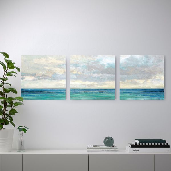 Картина, 3 шт, Океан и небо, 56x56 см IKEA ПЬЕТТЕРИД 704.008.15 - фото 2
