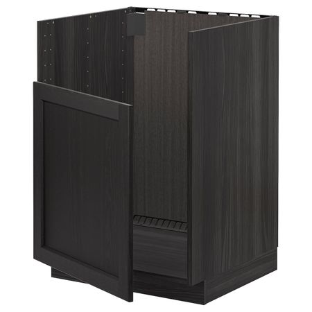 Шкаф под мойку БРЕДШЁН, черный/Лерхюттан черная морилка 60x60 см IKEA МЕТОД 592.993.24