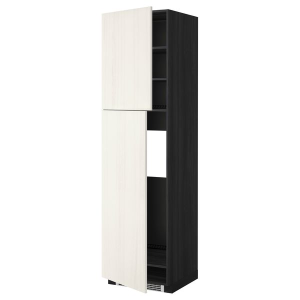 Высокий шкаф для холодильника, 2 дверцы МЕТОД, черный, Росдаль белый - схема-чертеж с размерами