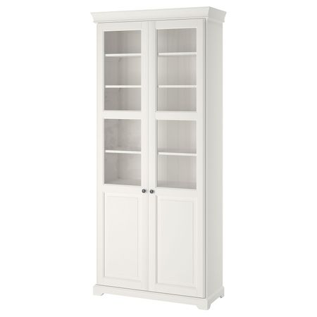 Шкаф книжный со стеклянными дверьми, белый 96x214 см IKEA LIATORP ЛИАТОРП 792.440.43