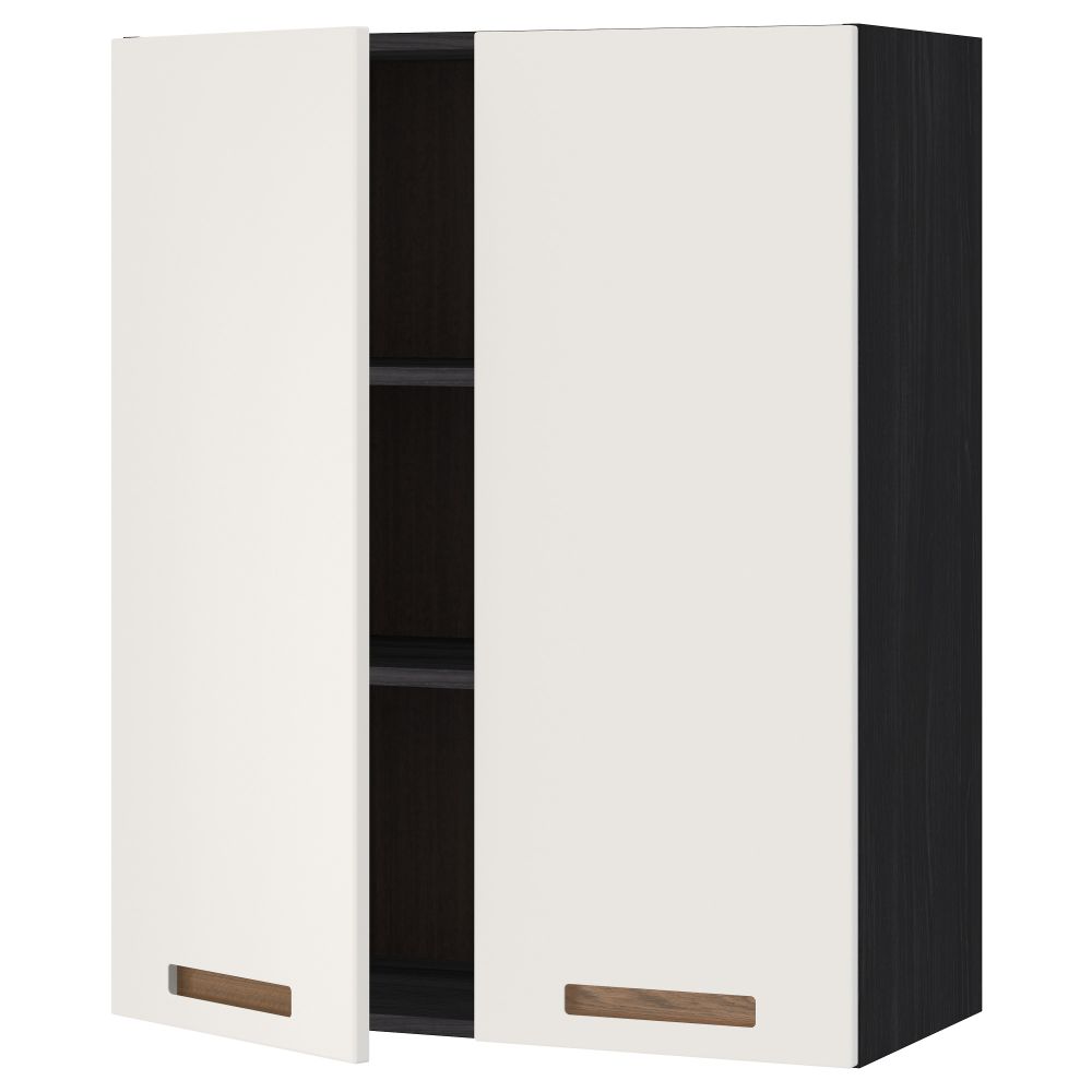 Навесной шкаф с полками, 2 дверцы МЕТОД, черный, Мэрста белый - схема-чертеж с размерами