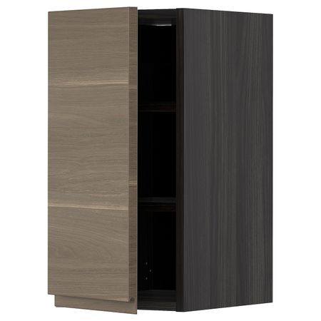 Шкаф навесной с полкой, черный/Воксторп под грецкий орех 30x60 см IKEA МЕТОД 693.028.54