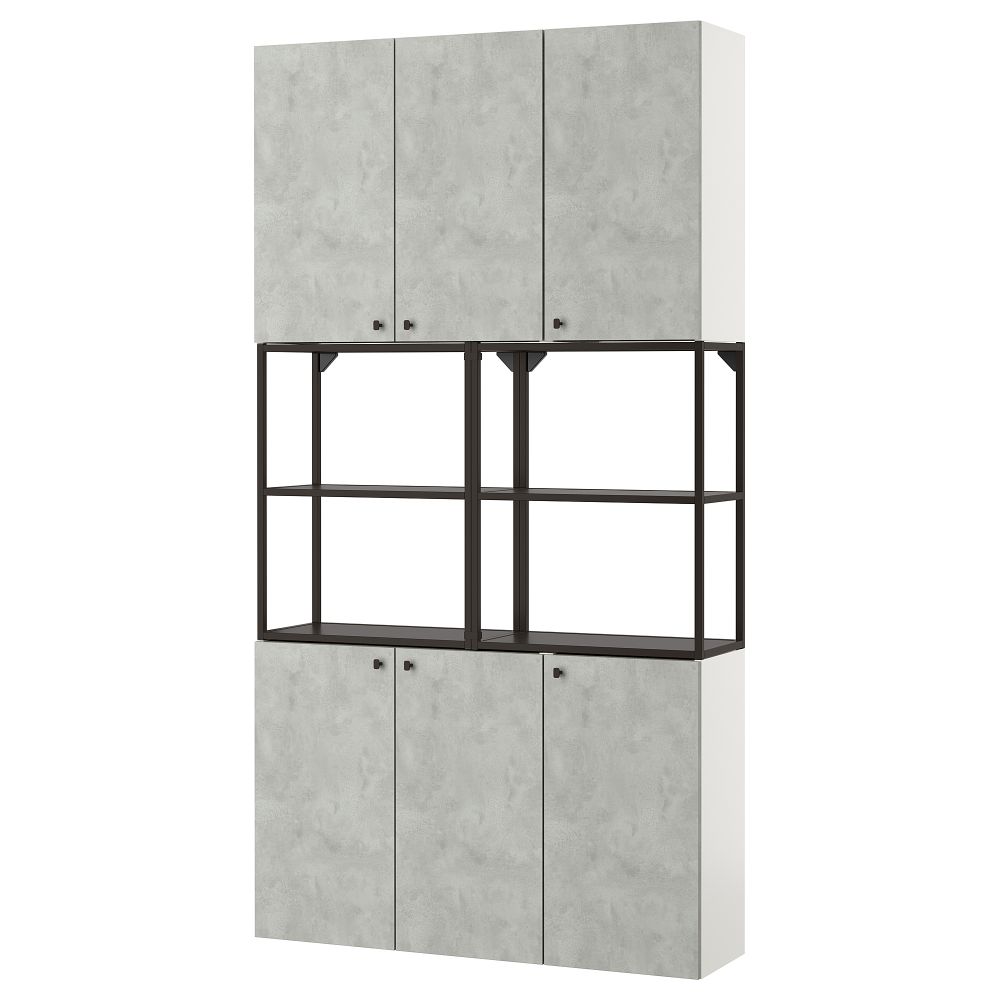 Комбинация для хранения, 120x32x225 см, антрацит, под бетон IKEA BEGIVENHET БЕГИВЕНХЕТ 393.314.24 - фото 1