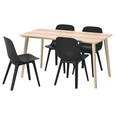 Стол и 4 стула, ясеневый шпон/антрацит 140x78 см IKEA LISABO ЛИСАБО / ODGER ОДГЕР 493.050.66