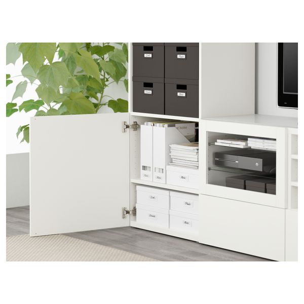 Шкаф для ТВ, комбинированный, стекляные дверцы БЕСТО, Лаппвикен, Синдвик белый прозрачное стекло (240x40x230 см) - фото 3