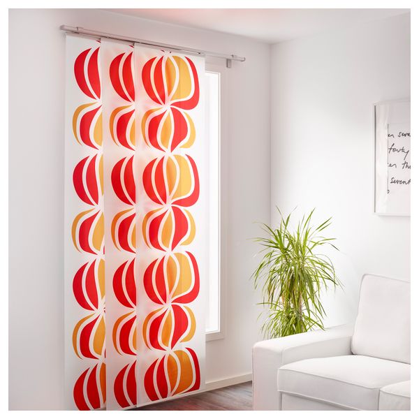 Узкая гардина УЛЛА-СТИНА, белый/красный (60x300 см) - схема-чертеж с размерами