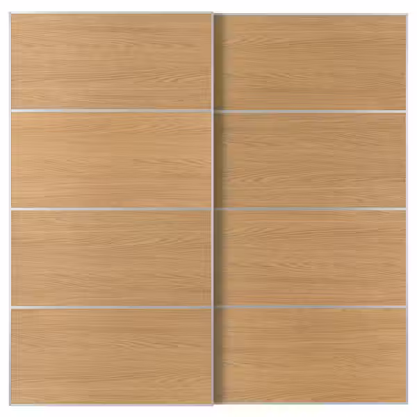 MEHAMN Пара раздвижных дверей - алюминий/двусторонний под дуб 200x201 см - фото 1